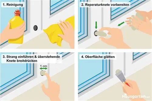 Repair holes in plastic windows: repair putty