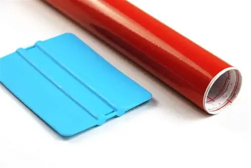 blue squeegee - red adhesive film