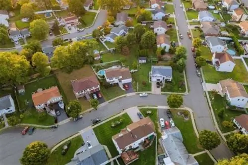 Aerial view of a residential area