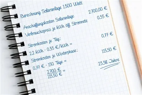 Calculation of solar system for garden lighting